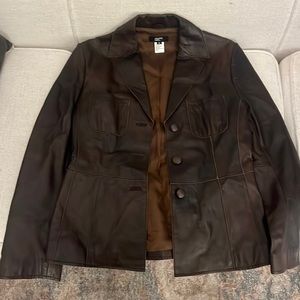 Brown leather blazer